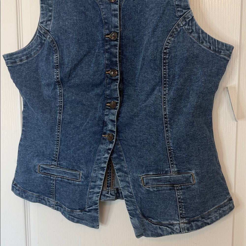 Nicole Miller Stretch Denim Vest XL - Picture 3 of 11